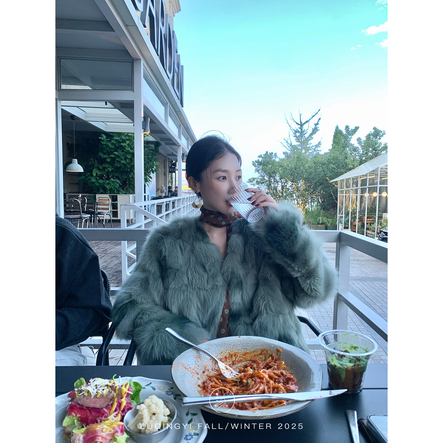 鹭青一原创【雾里青】轻奢定染狐狸毛气质皮草外套L25P2279N