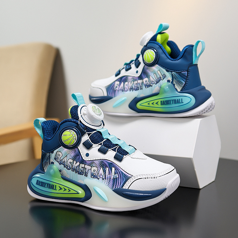 2026新款蓝球鞋旋钮扣防滑减震轻便男童秋冬季运动鞋中大童运动鞋