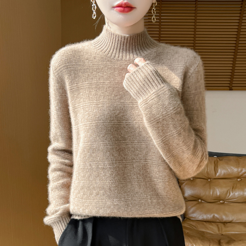 秋冬新款羊毛衫女内搭打底衫长袖加厚半高领针织毛衣纯色百搭保暖