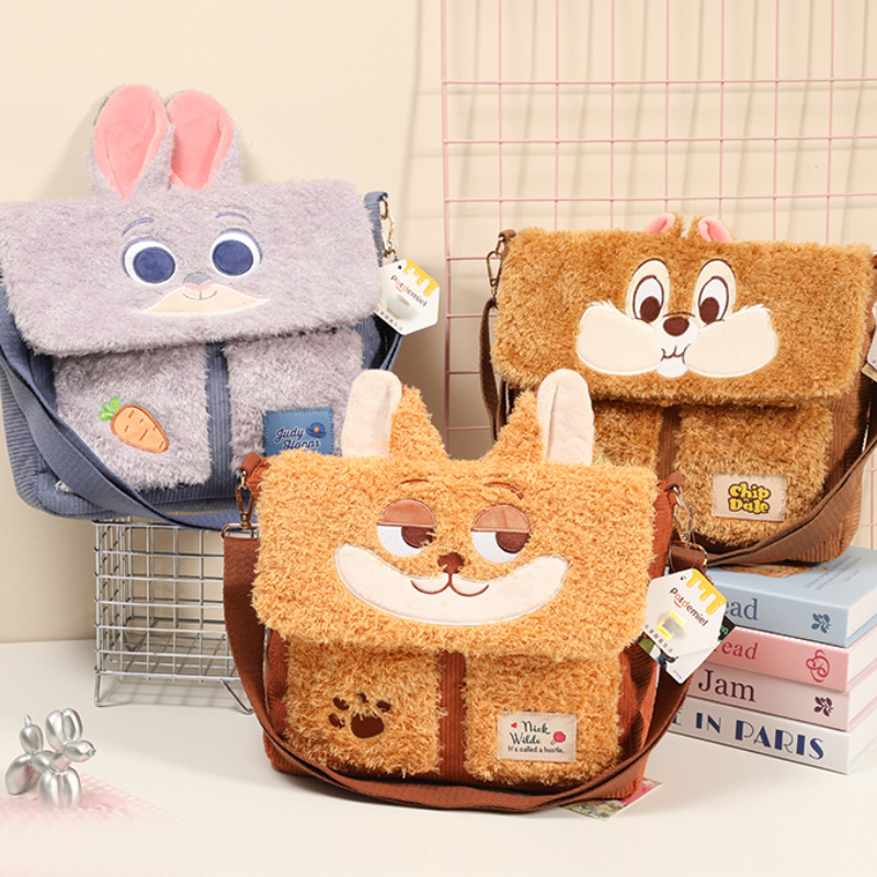 迪士尼正版朱迪单肩包尼克斜挎包草莓熊大容量学生通勤奇奇春游包