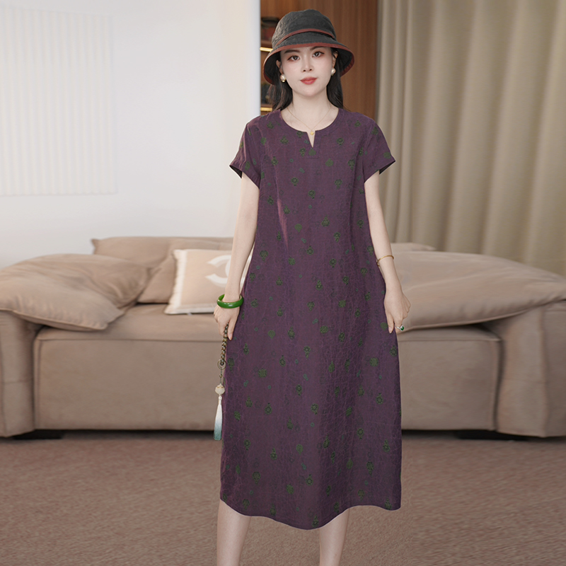 2025夏时尚浪漫大牌杭州真丝女气质香云纱高端桑蚕丝裙子