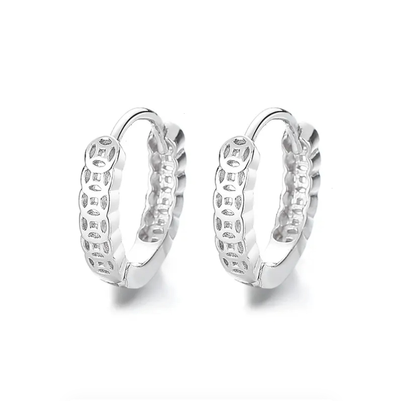 925纯银钱多多耳环女2025年新款潮复古精致大气耳圈耳扣耳钉耳饰