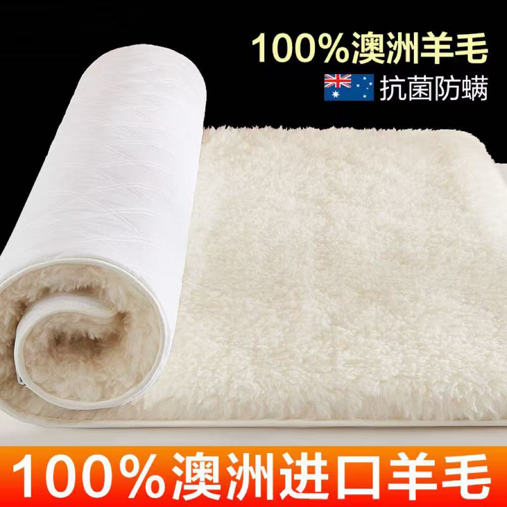 100%进口澳洲羊毛床垫软垫冬季床褥子加厚单人冬天保暖羊羔绒垫子
