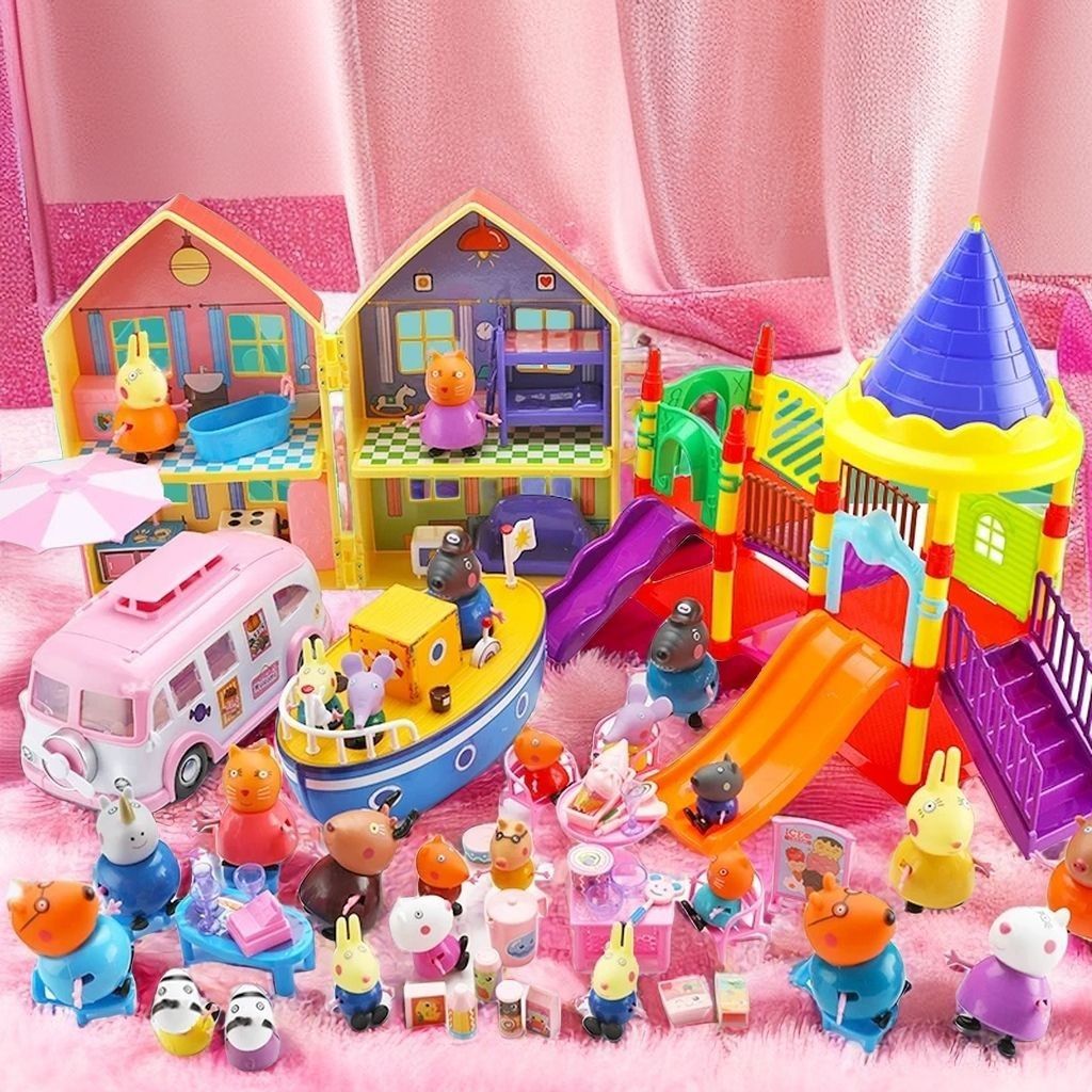 小猪佩奇玩具大别墅双面房子过家家儿童玩具一家4口男孩宝宝玩具