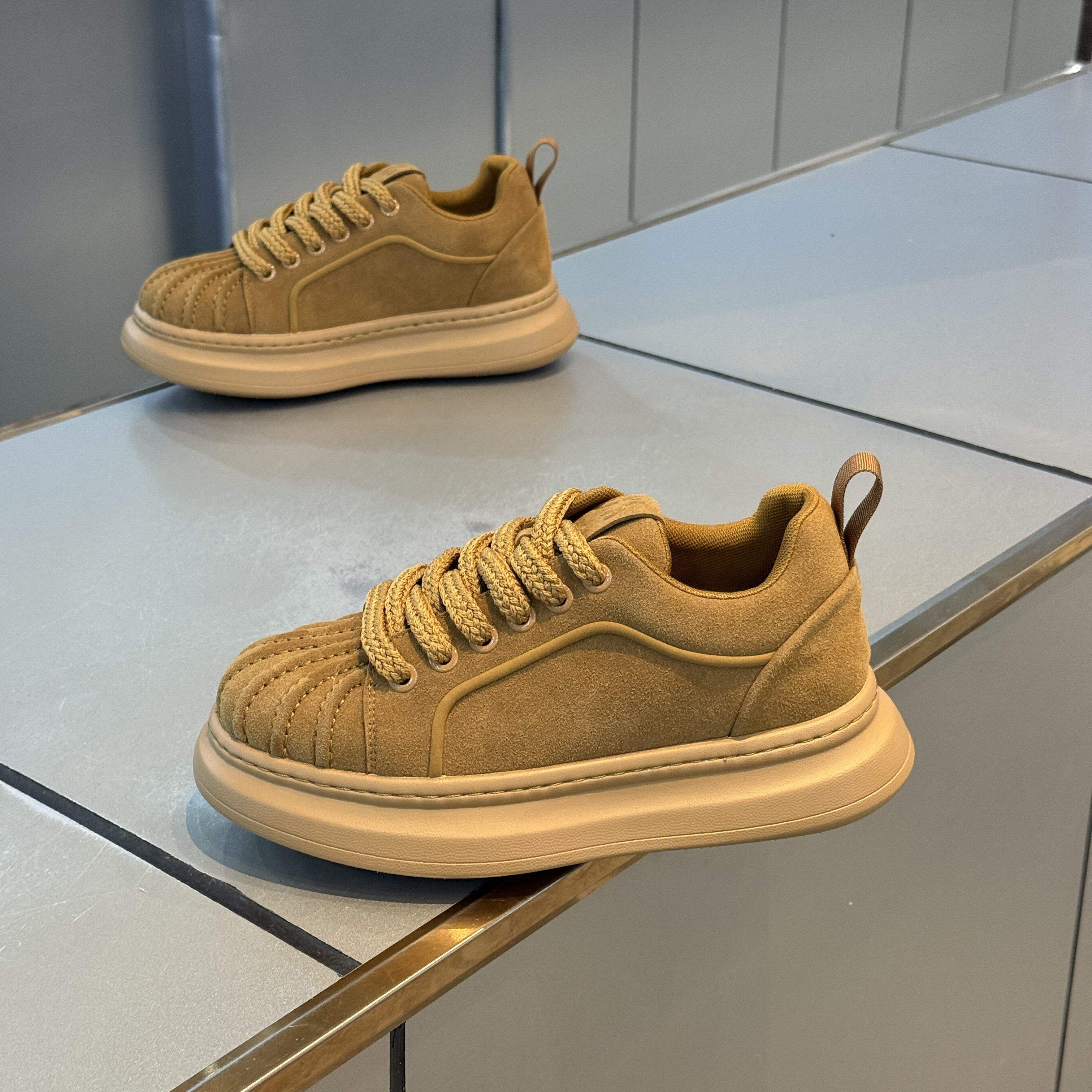 增高厚底贝壳头系带男士时尚休闲个性户外运动板鞋单棉新款