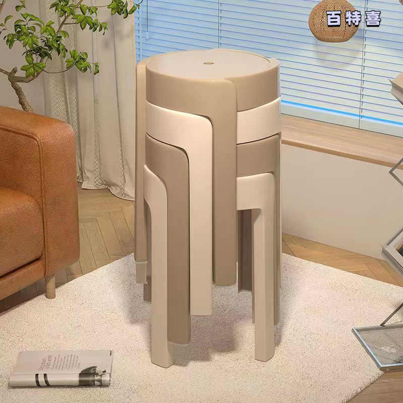 新款家用凳子加厚塑料可叠放摞叠餐桌板凳风车凳高圆凳胶凳子椅子