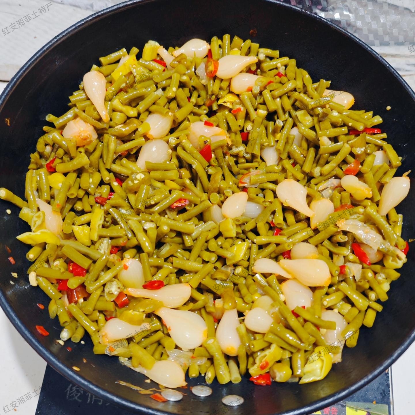 红安特产无添加下饭菜腌豇豆腌辣椒茭头腌蛾眉豆混合1斤炒好包邮