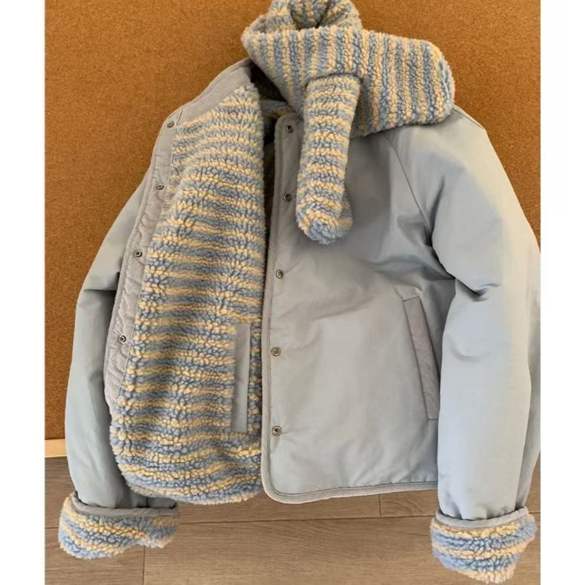 韩系休闲棉服两面穿外套女短款配ins冬季新款学生棉衣加绒厚外套