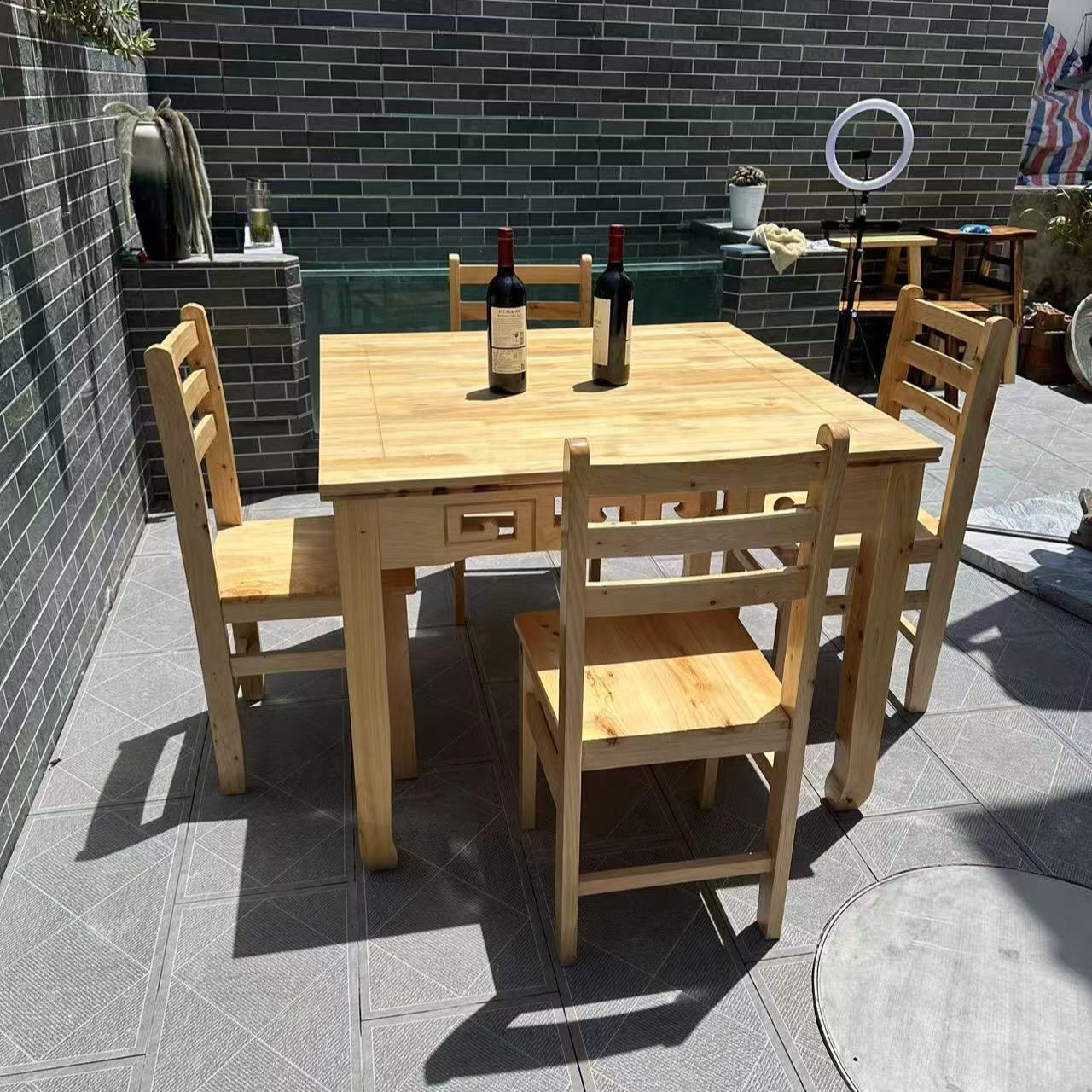 特价全实木四方桌面馆小吃店餐桌农村家用传统方桌饭店吃饭老式桌