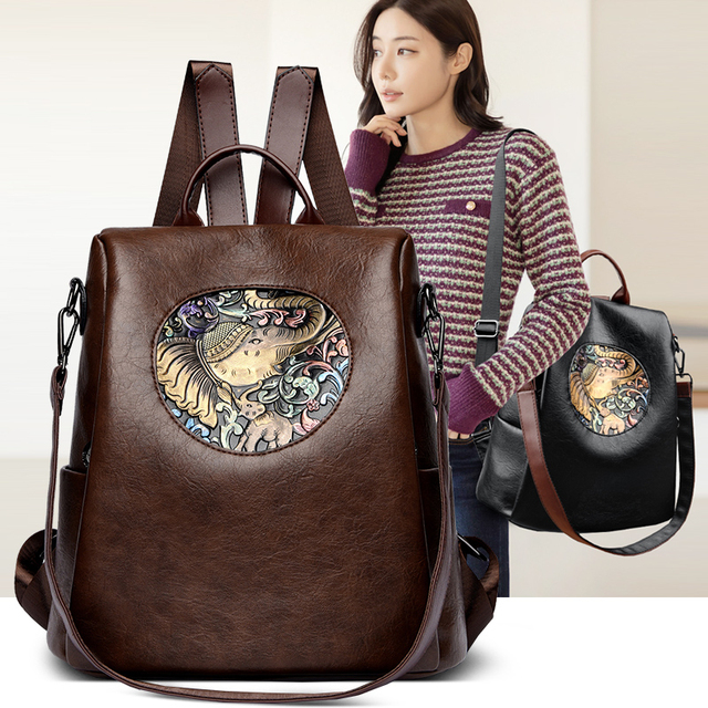 高级感双肩包女2025新款时尚个性软皮背包大容量百搭女士多用包潮