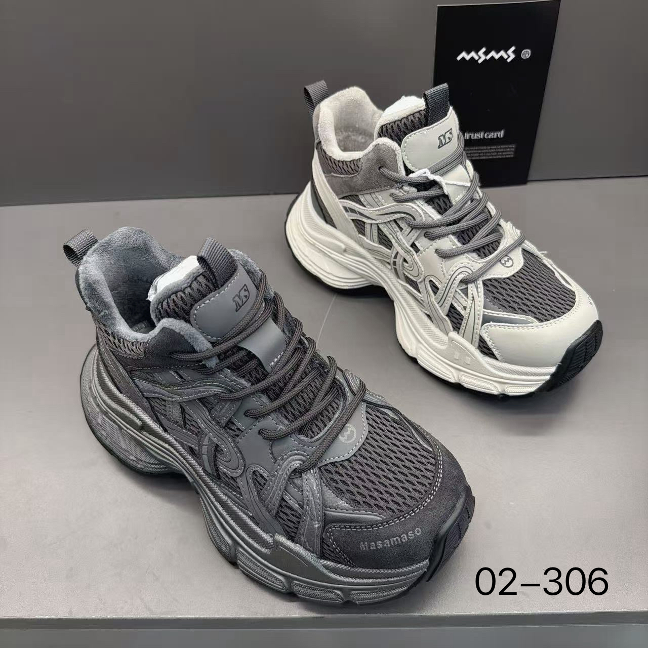 玛莎玛索秋冬新款加绒02-306时尚百搭休闲厚底高腰大棉鞋网红潮鞋