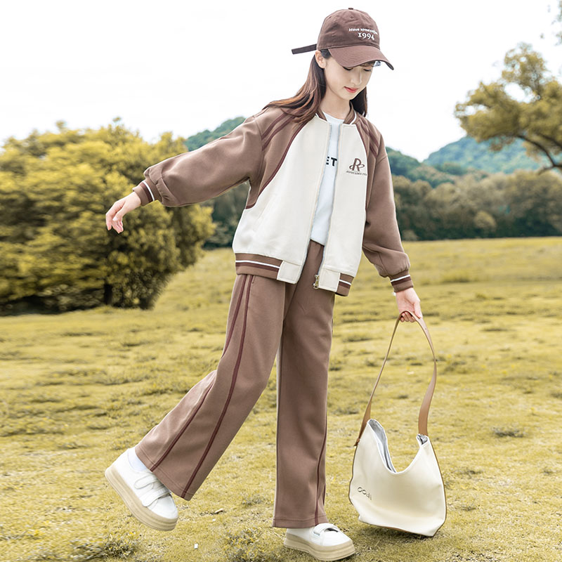 女童套装2025春秋新款棒球服秋季洋气中大儿童网红运动秋装两件套