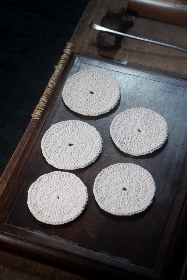 通用款纯棉纯手工编织杯垫茶托家用壶垫隔热垫5枚装直径7-7.5cm