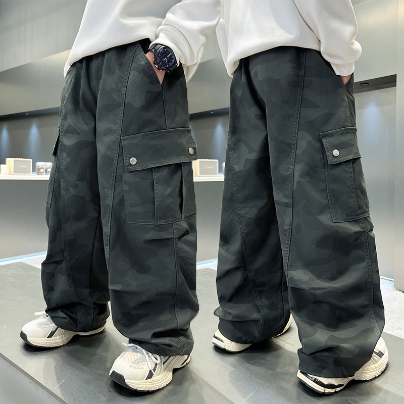 男童裤子迷彩工装裤春秋款2025新款儿童秋装中大童秋季休闲长裤潮