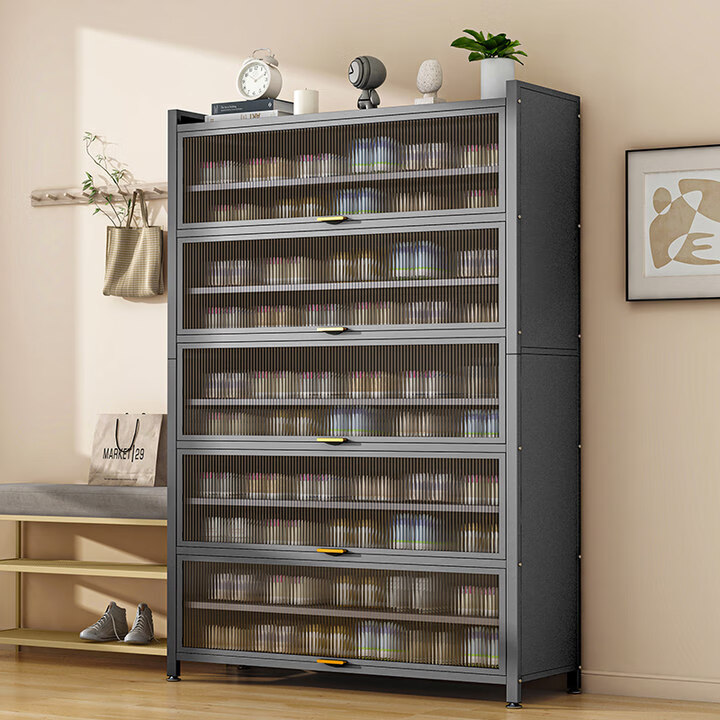 鞋柜钢制玄关门口入户柜一体靠墙防尘鞋架家用多层鞋子收纳柜