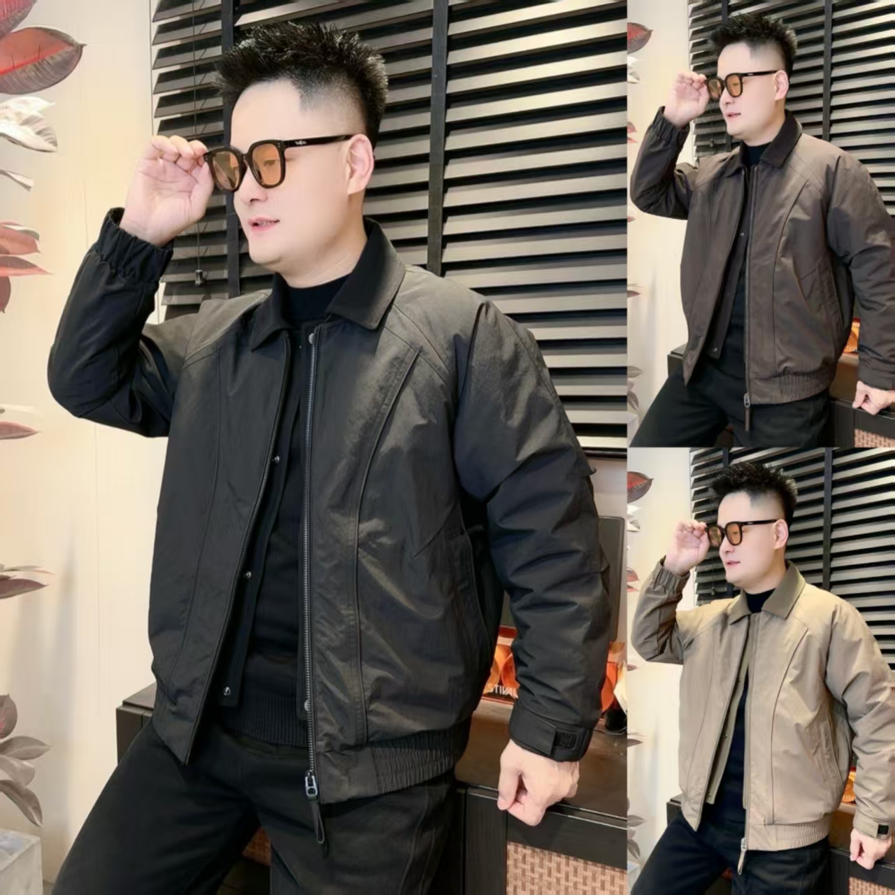 结构翻领加厚棉服假两件冬季新款男士时尚慵懒风加厚棉服612