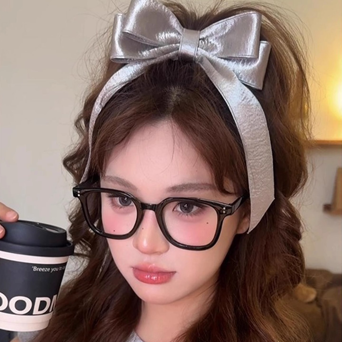 芭蕾风AB面银色蝴蝶结丸子头抓夹发饰女2025新款后脑勺发夹头饰