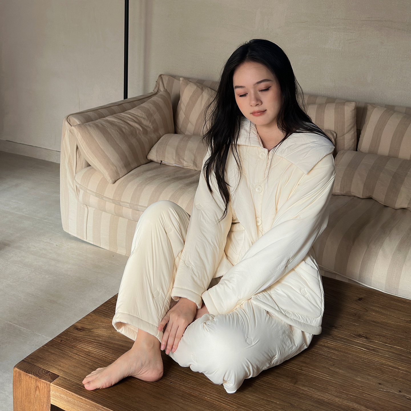 及好【超轻超厚】睡衣女冬季三层夹棉袄珊瑚绒加厚保暖家居服套装