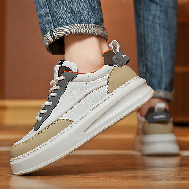 木林森男士小白鞋2025新款秋季透气板鞋男款厚底增高运动休闲潮鞋