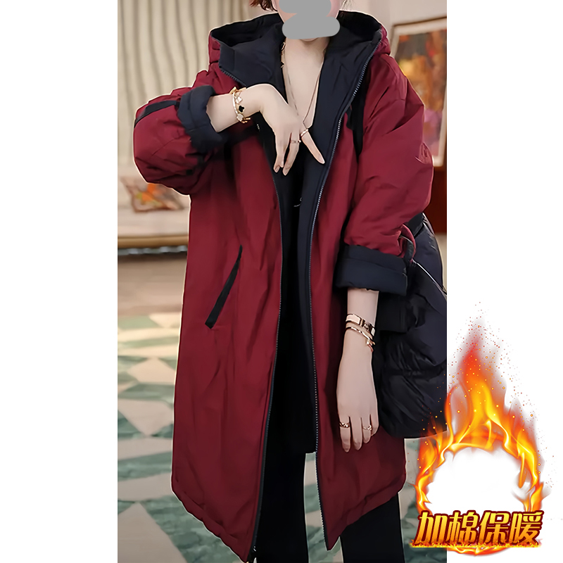 时尚加厚保暖双面穿棉服女2025年秋冬季新款洋气宽松显瘦连帽外套