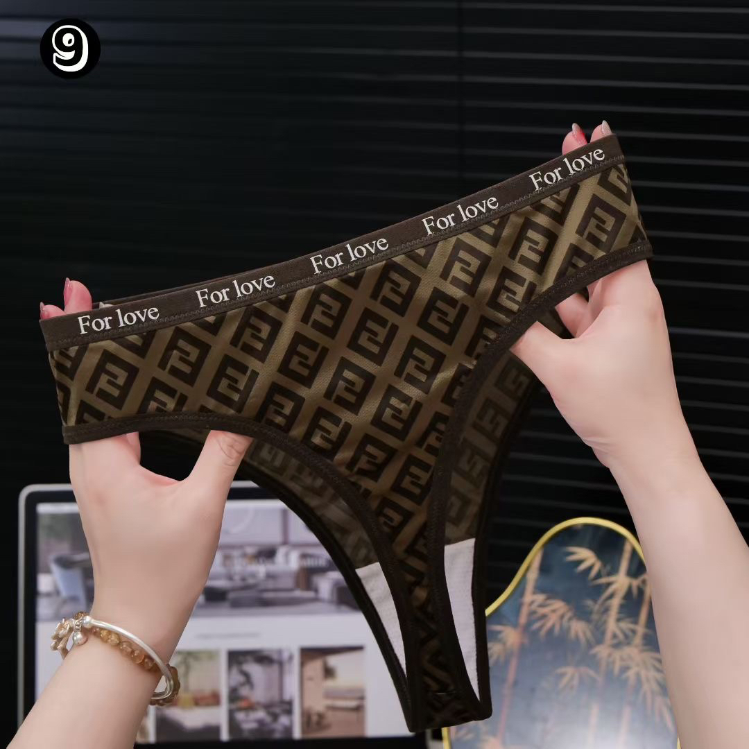 2条爆款新款绸段面丝滑印花高颜值一片式女舒适性感无痕丁字内裤