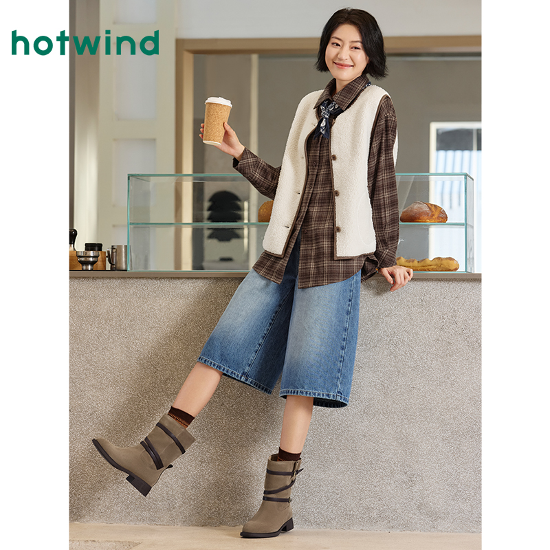 【专柜同款】热风冬季2025新款女士毛毛马甲F10W25403