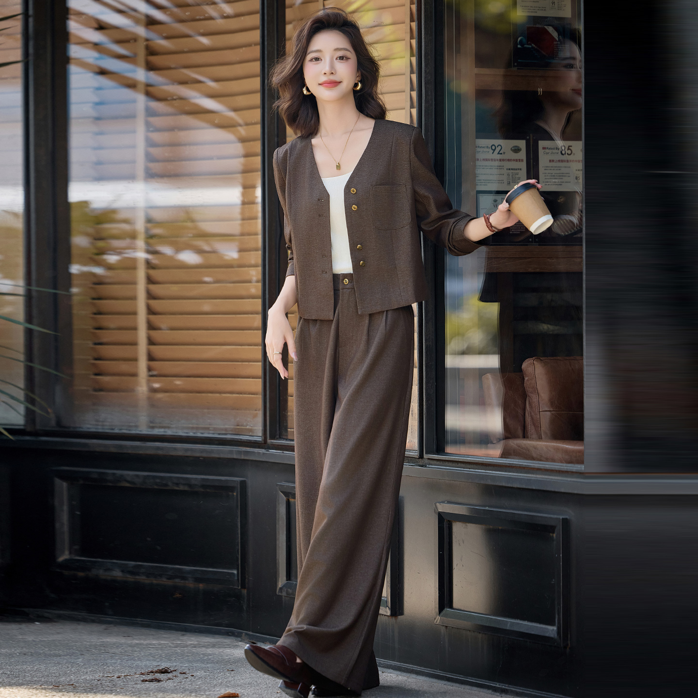 秋装时尚轻奢风套装女2025新款气质百搭高级感通勤休闲气质两件套