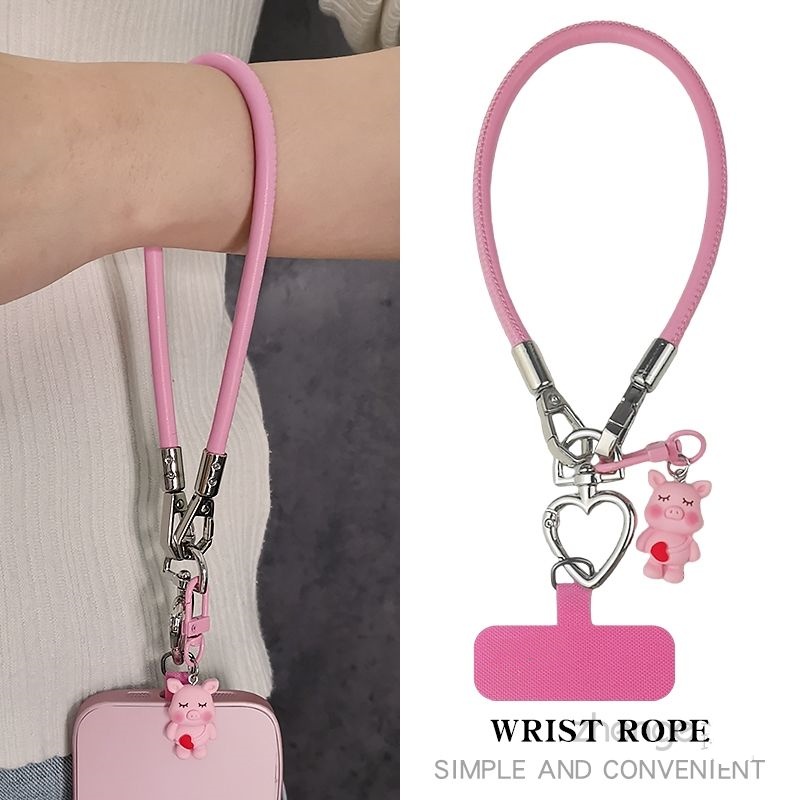 ins风皮质短款手机挂绳时尚可爱通用户外防丢手腕绳便携防摔女款