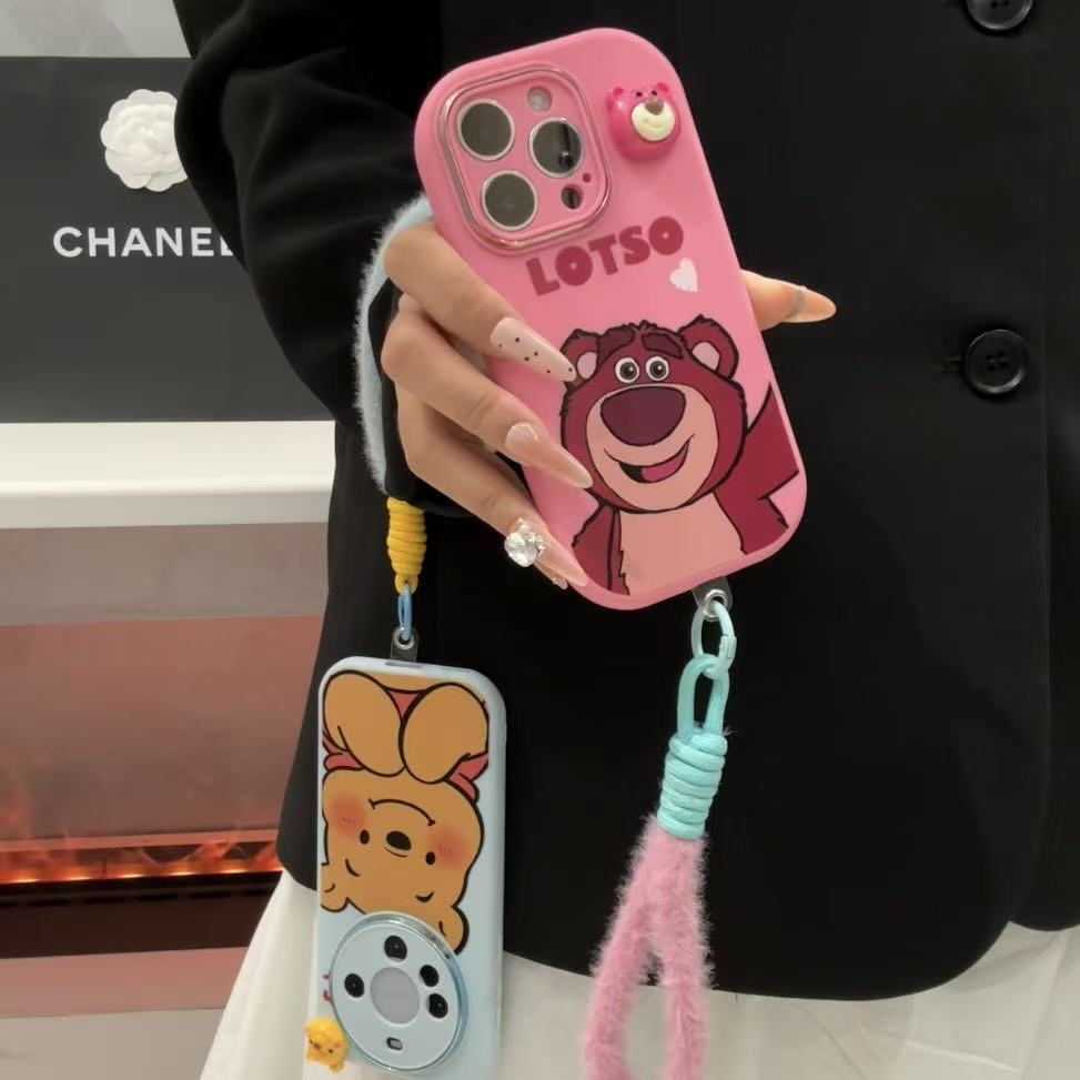 GGBond可爱小熊公仔挂绳适用苹果17胖子16手机壳华为oppo小米vivo