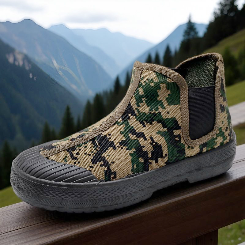 桥峰迷彩一脚蹬高帮耐磨防滑劳保解放鞋户外鞋爸爸鞋农田帆布鞋