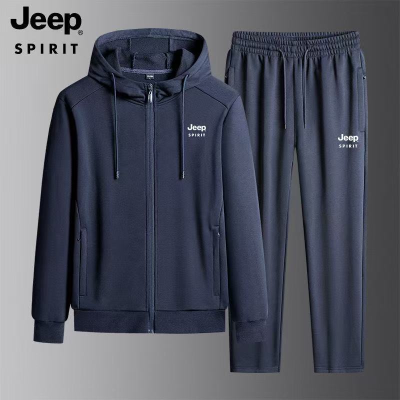 JEEPSPIRIT吉普春秋季连帽休闲运动套装长袖男士跑步运动两件套