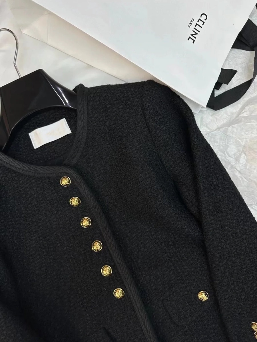 重工款LINE家粗花呢订制金扣夹克小香外套明星同款秋冬气质百搭