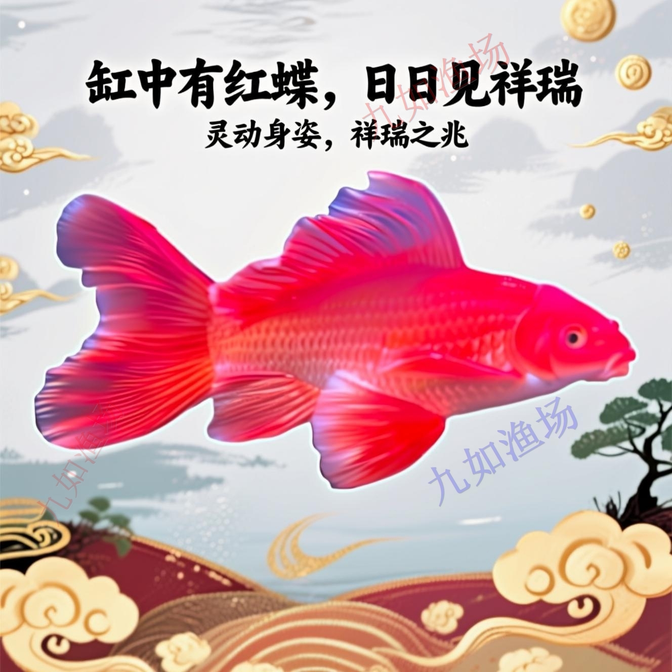 红色蝴蝶鲤幼苗台湾纯种大鳍大尾观赏鱼好养耐活冷水宠物好养耐活