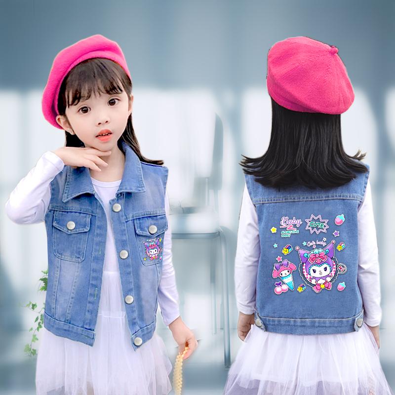 2025新款女童韩版春秋装坎肩宝宝背心儿童马甲上衣牛仔外套马夹潮