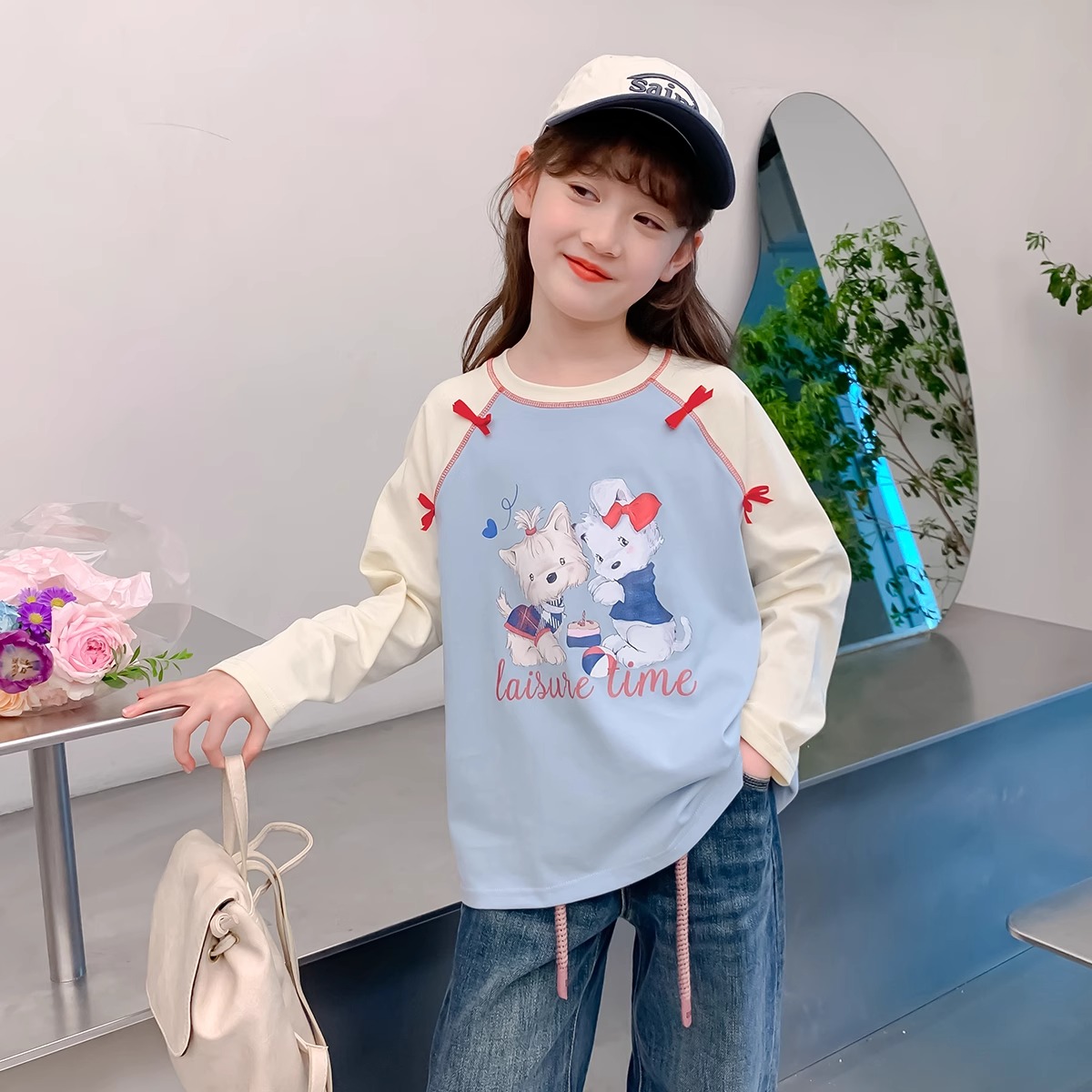 女童春季长袖T恤2025新款儿童春秋款打底衫圆领上衣女孩春装衣服