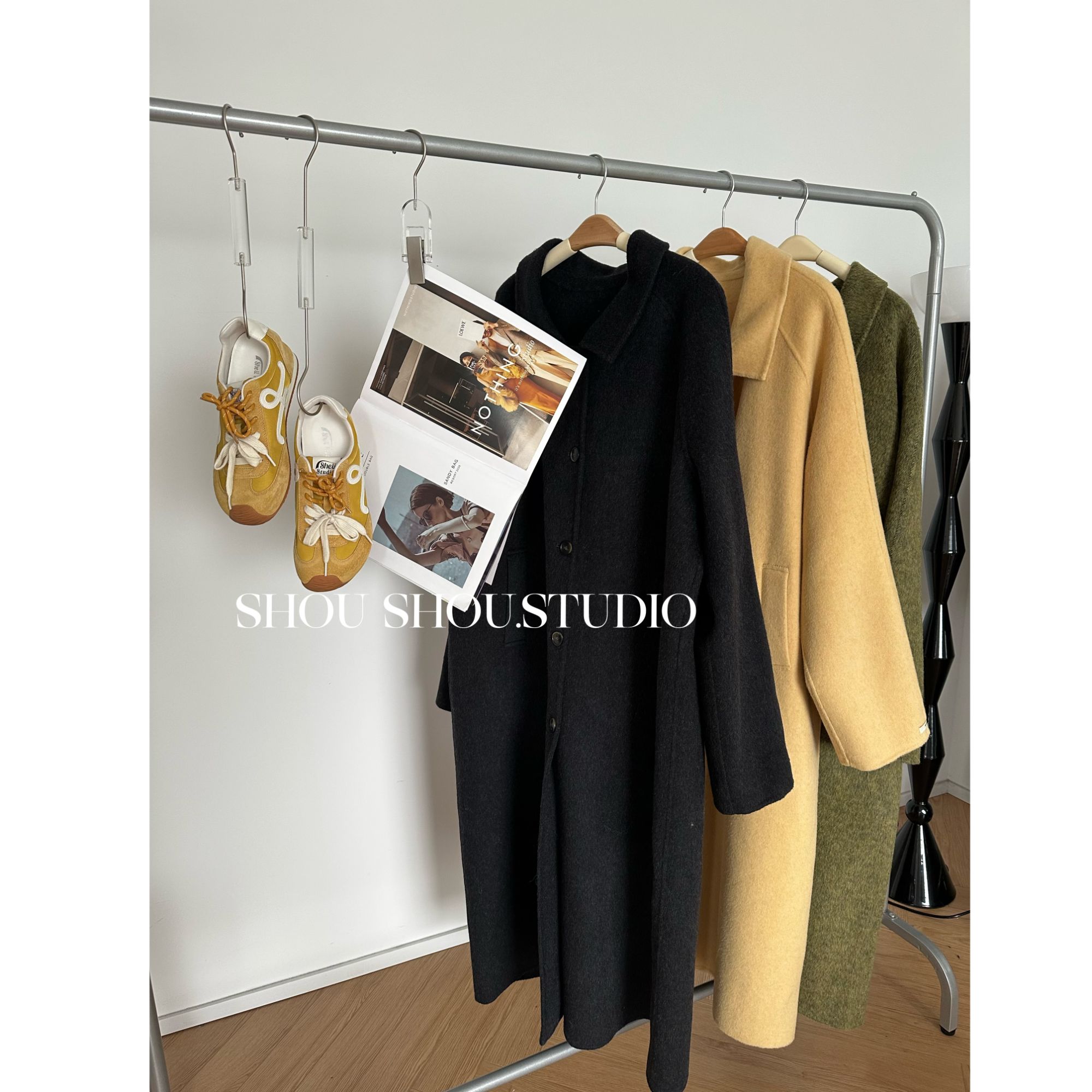 【瘦瘦】北海道的雪-大码绵羊毛翻领插肩气质百搭双面呢大衣S02069