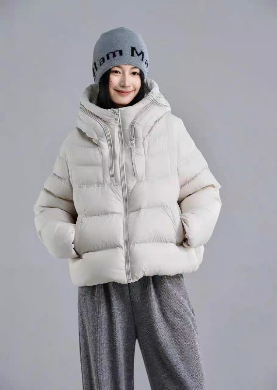 DR短款休闲连帽羽绒服女2024冬季新款小个子洋气保暖白鸭绒外套25