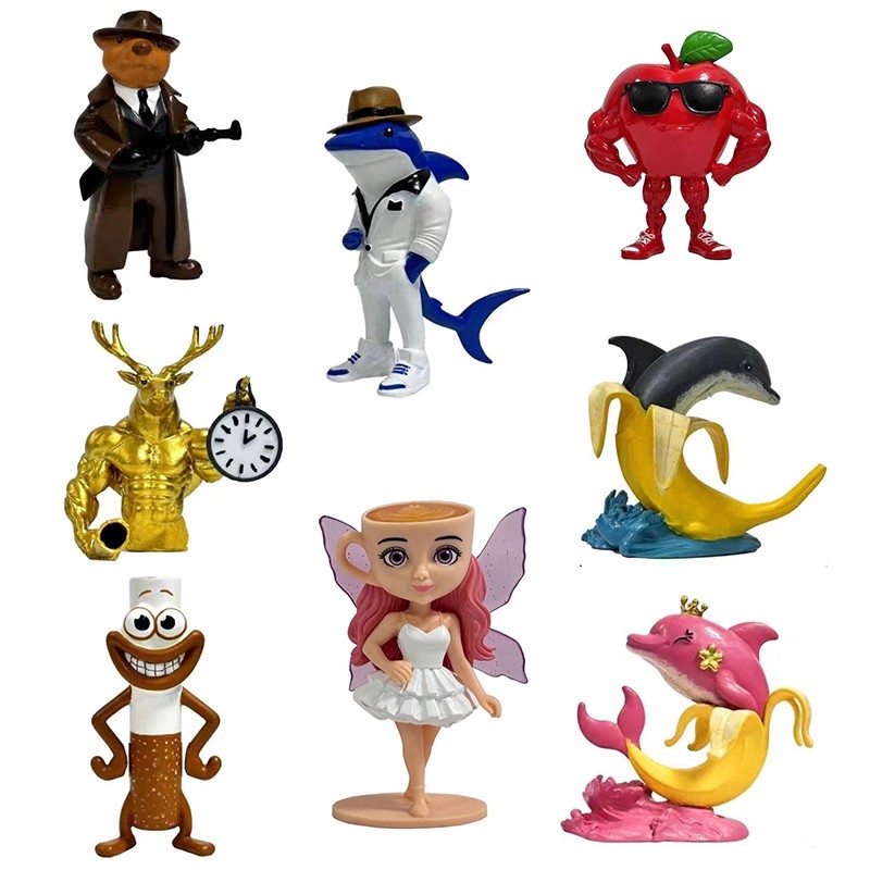 外国AI山海经新造型手办苹果肌肉人香烟人鹿人大号模型摆件玩具