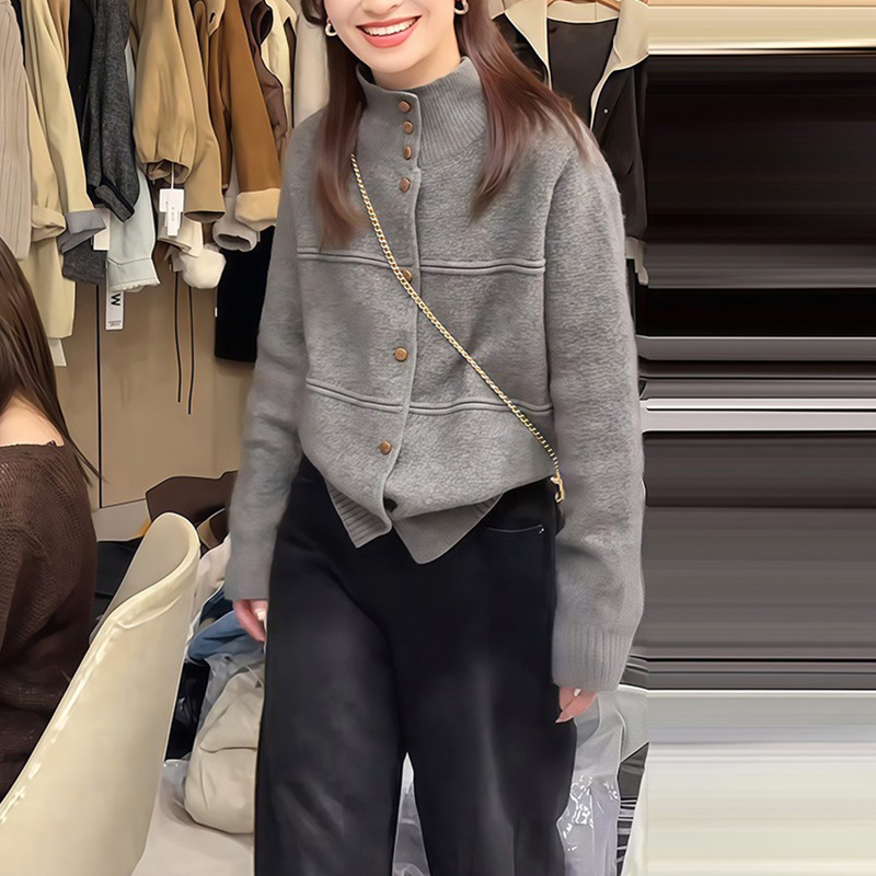 M856冬季新款设计感小众别致针织衫百搭高级感修身显瘦上衣