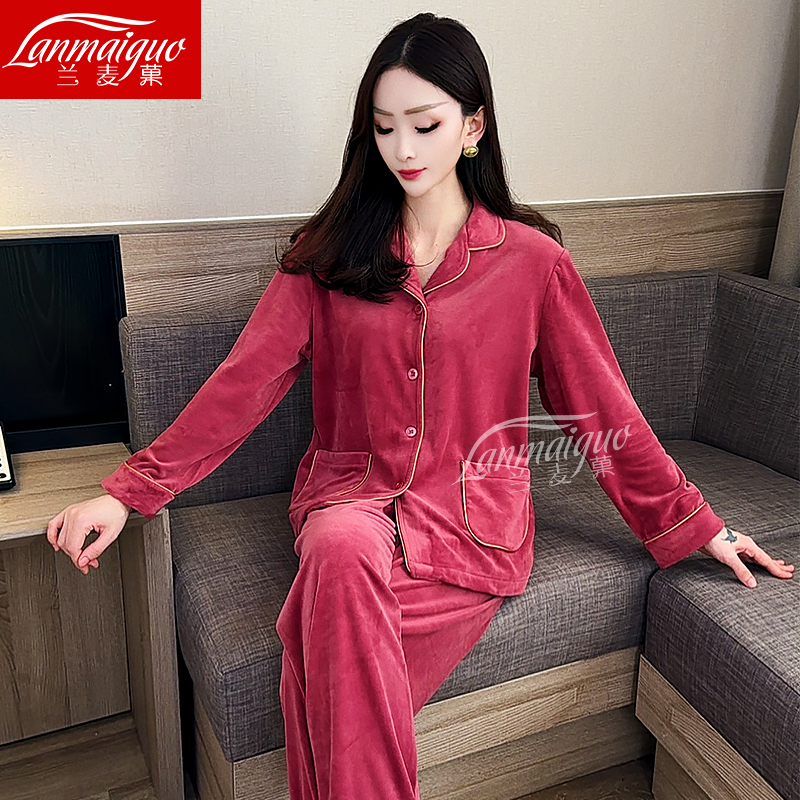 兰麦菓【海岛绒】睡衣女套装冬季2025新款加绒加厚保暖可外穿家居服