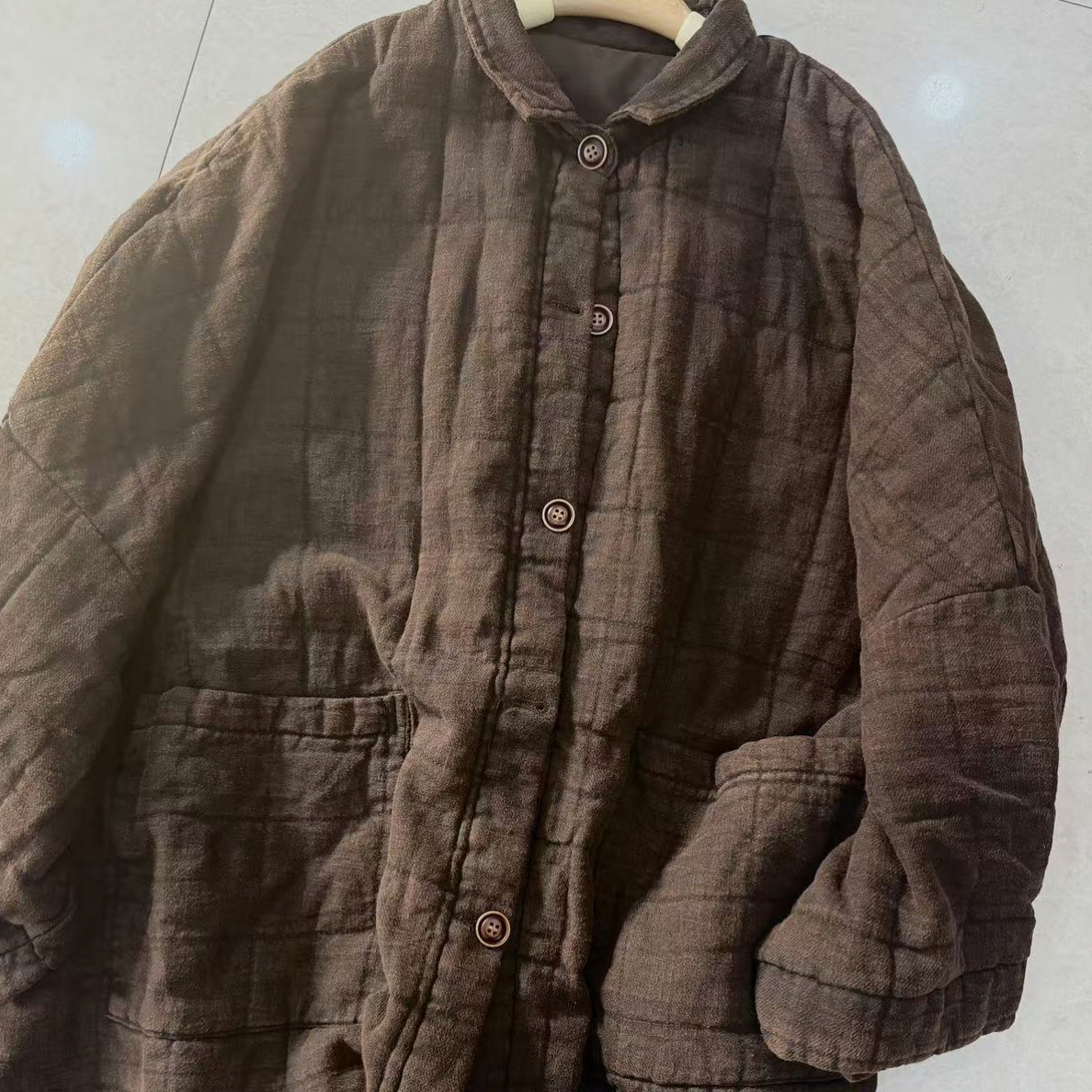 亚麻棉服翻领款 中长款 283