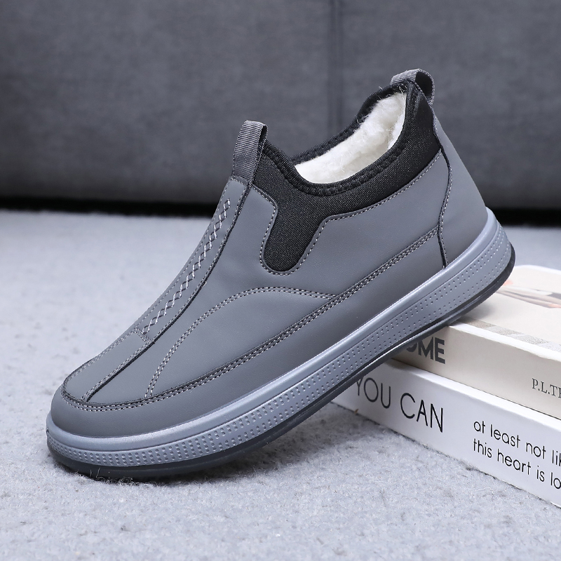 冬季新款老北京布鞋男加绒加厚绵羊毛爸爸鞋防滑保暖休闲雪地靴男