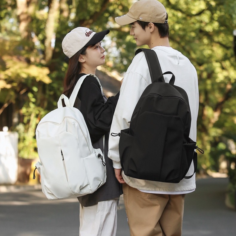 双肩通用双根女纯色日韩防水书包休闲时尚国风日系