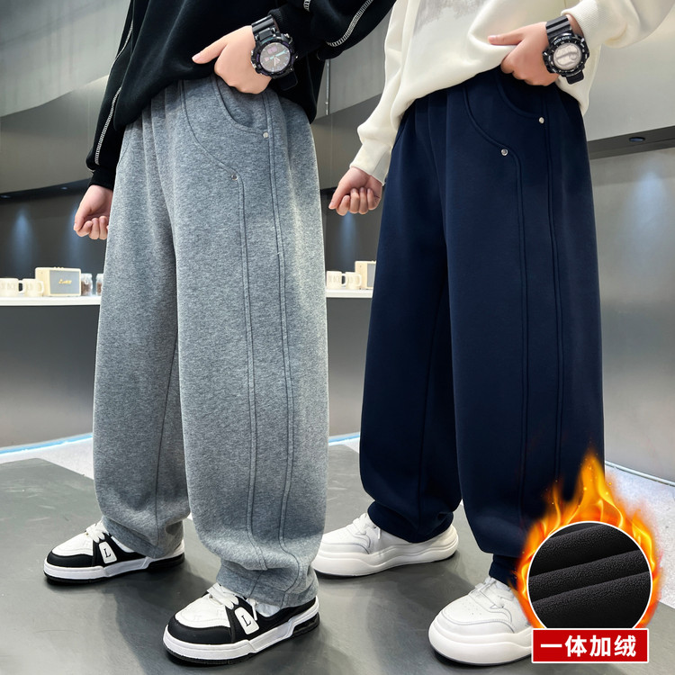 【850克加厚葵花绒】男女童冬季运动裤宽松舒适保暖休闲加绒厚裤子