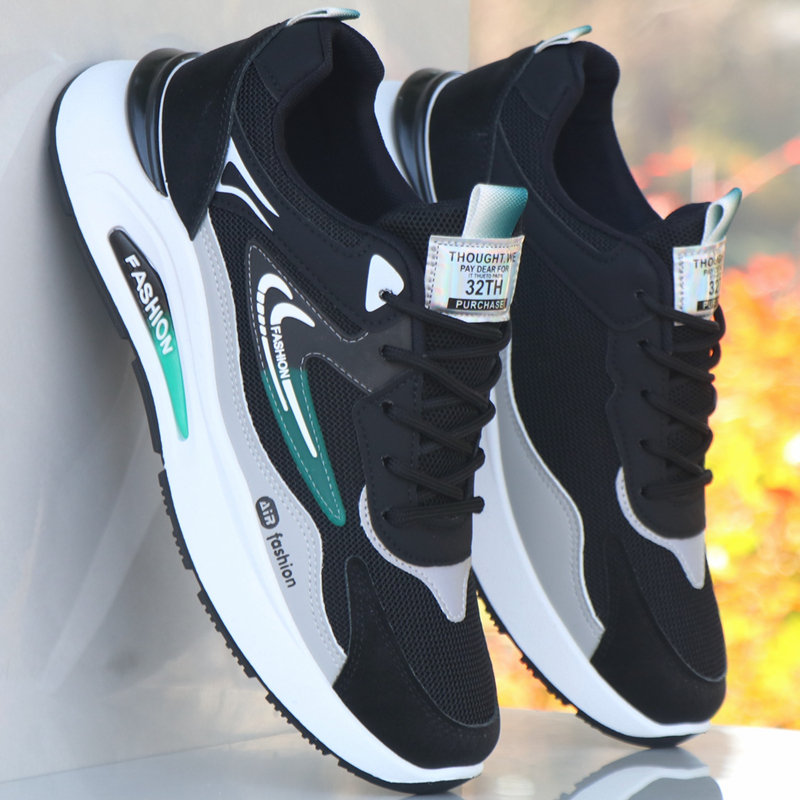 男鞋新款休闲运动鞋透气防滑耐磨轻便跑步鞋时尚韩版网面旅游潮鞋