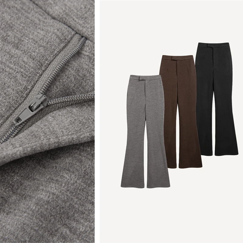 2025秋冬季新款热力山羊绒高腰垂感慵懒糯米面膜微喇裤休闲阔腿裤
