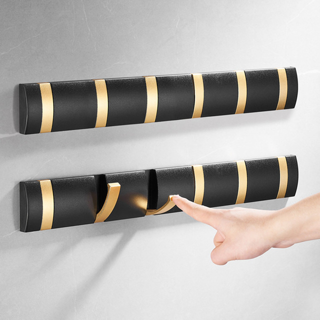 浴室免打孔门后挂钩进门玄关排钩隐藏式折叠壁挂墙上轻奢挂衣钩