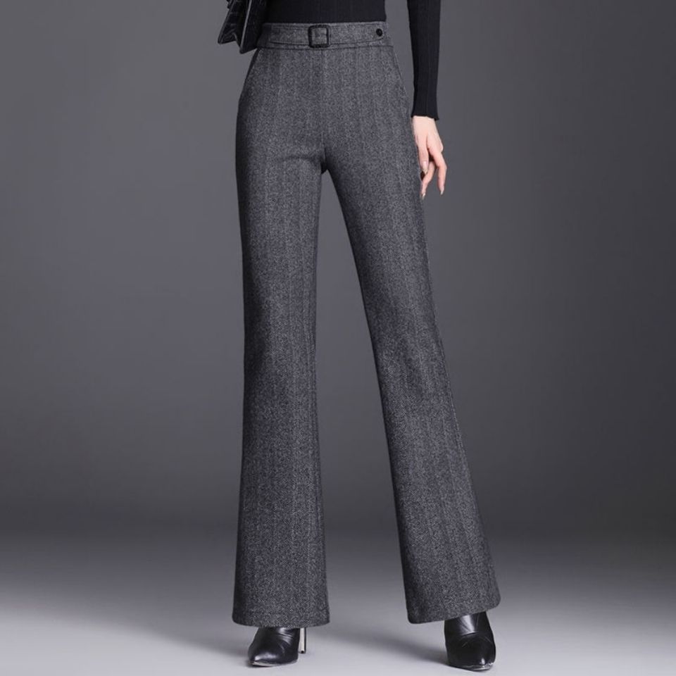 垂感加厚毛呢裤子冬季时尚微喇裤新款高腰显瘦百搭喇叭裤休闲长裤