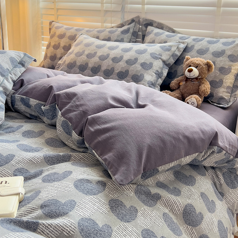 新款小清新加厚纯棉四件套全棉印花简约风被套床单床上用品