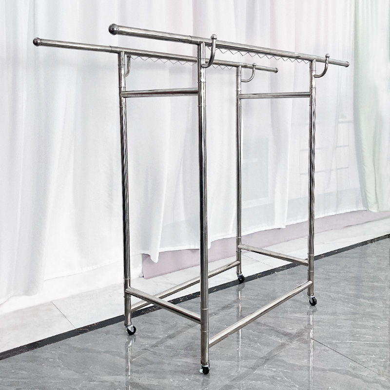 双杆衣帽钩款不锈钢晾衣架置物架可伸缩衣架鞋架耐用方便收纳凉鞋
